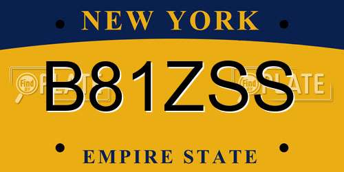 B81ZSS New York License Plate