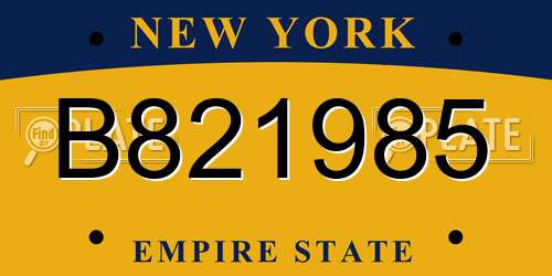 B821985 New York License Plate