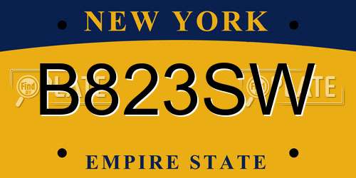 B823SW New York License Plate