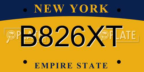 B826XT New York License Plate