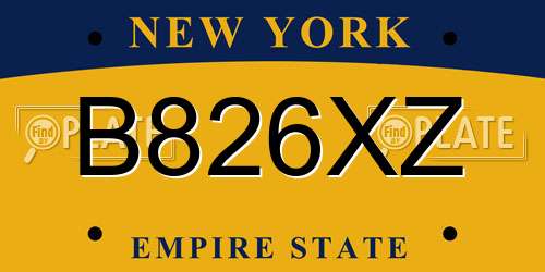 B826XZ New York License Plate