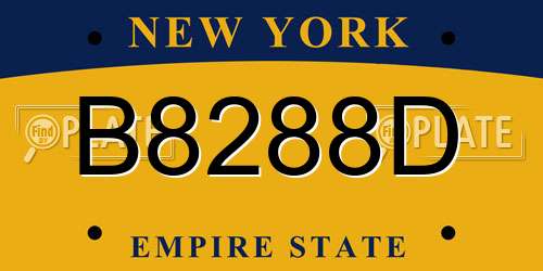 B8288D New York License Plate