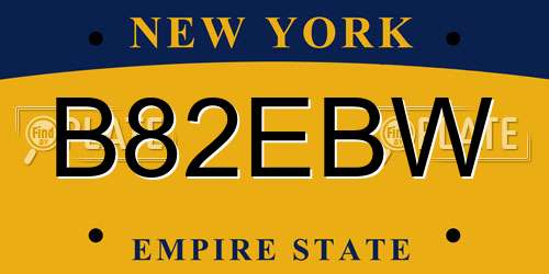 B82EBW New York License Plate