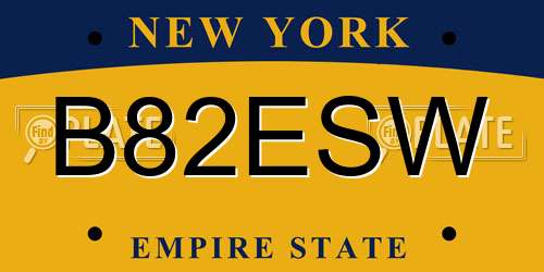B82ESW New York License Plate
