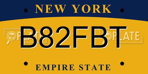 B82FBT New York License Plate