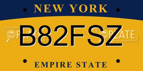 B82FSZ New York License Plate