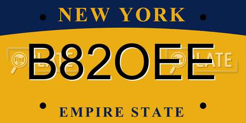 B82OEE New York License Plate