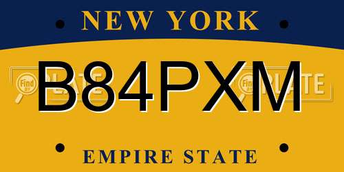 B84PXM New York License Plate