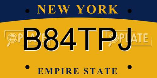 B84TPJ New York License Plate