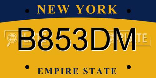 B853DM New York License Plate