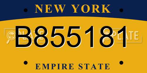 B855181 New York License Plate