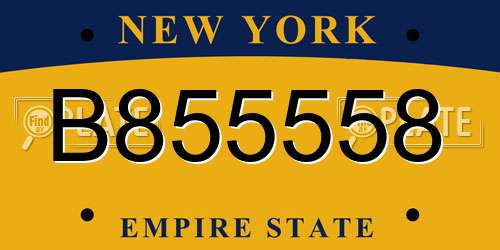 B855558 New York License Plate