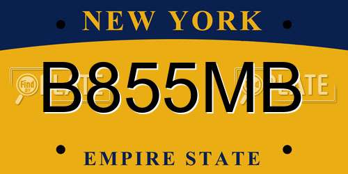 B855MB New York License Plate