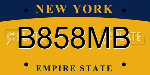 B858MB New York License Plate