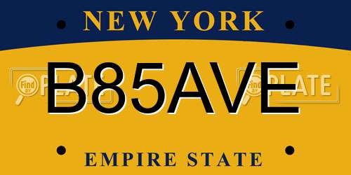 B85AVE New York License Plate