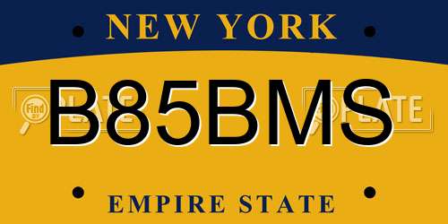 B85BMS New York License Plate