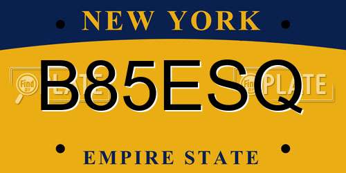 B85ESQ New York License Plate