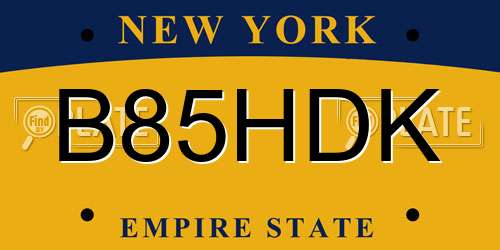 B85HDK New York License Plate