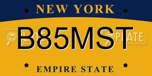 B85MST New York License Plate