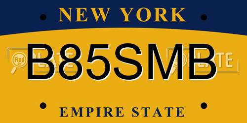B85SMB New York License Plate