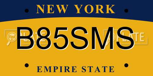 B85SMS New York License Plate