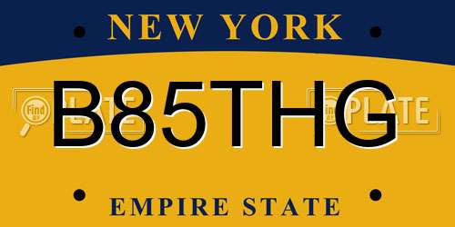 B85THG New York License Plate