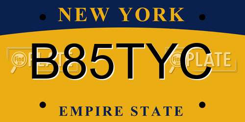 B85TYC New York License Plate