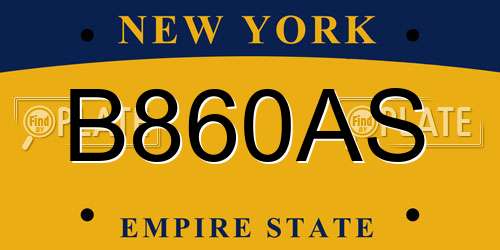 B860AS New York License Plate