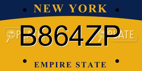 B864ZP New York License Plate
