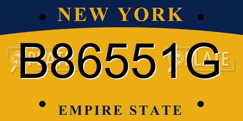 B86551G New York License Plate