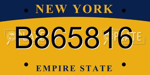 B865816 New York License Plate