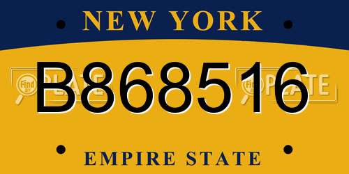 B868516 New York License Plate