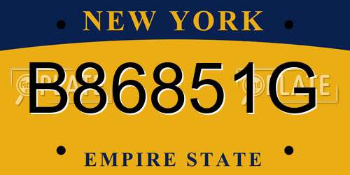 B86851G New York License Plate