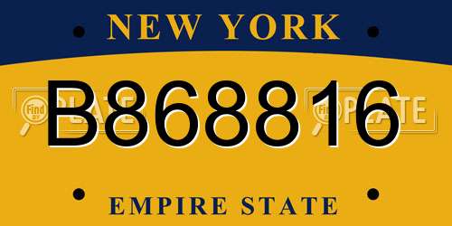 B868816 New York License Plate
