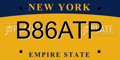 B86ATP New York License Plate