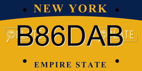 B86DAB New York License Plate