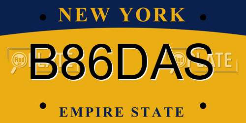 B86DAS New York License Plate