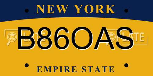 B86OAS New York License Plate