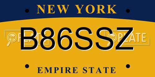 B86SSZ New York License Plate