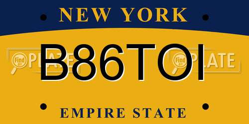 B86TOI New York License Plate