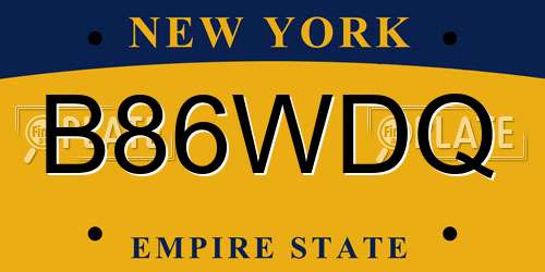 B86WDQ New York License Plate