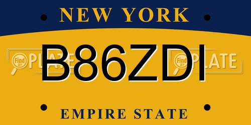 B86ZDI New York License Plate