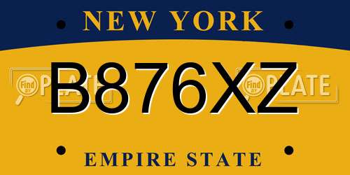 B876XZ New York License Plate