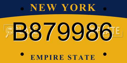 B879986 New York License Plate