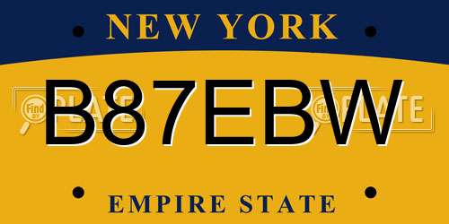 B87EBW New York License Plate