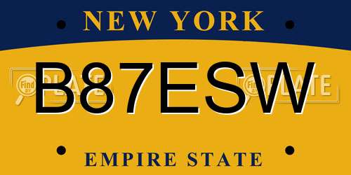 B87ESW New York License Plate