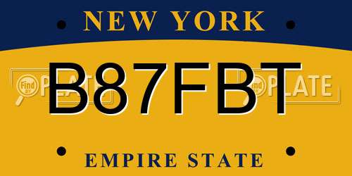 B87FBT New York License Plate