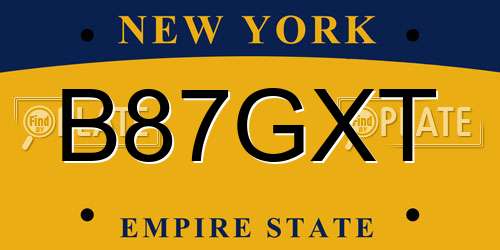 B87GXT New York License Plate