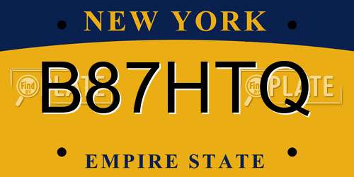 B87HTQ New York License Plate