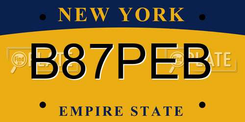 B87PEB New York License Plate